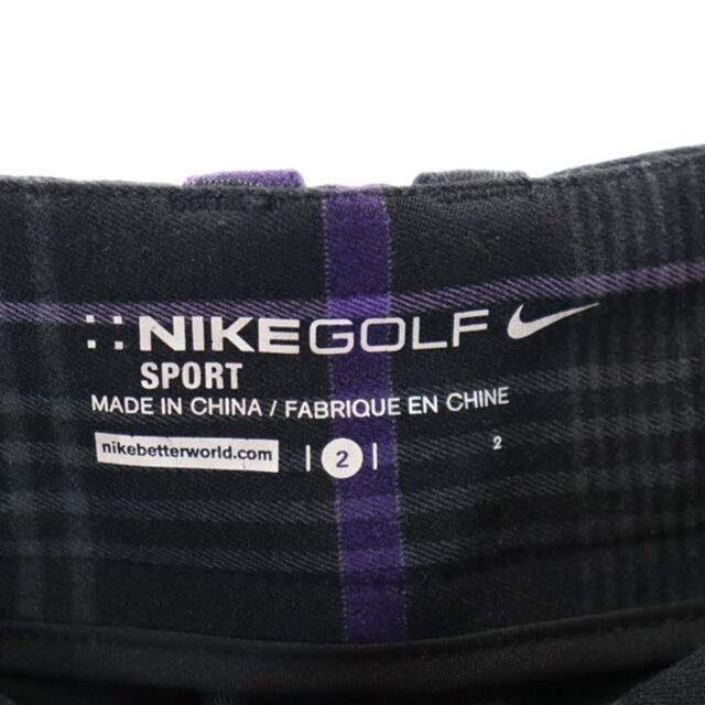 NIKE(ナイキ)のナイキ チェック柄 ゴルフパンツ 2 黒×紫×グレー NIKE GOLF ボタンフライ レディース 【中古】  【220313】 スポーツ/アウトドアのゴルフ(ウエア)の商品写真