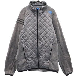 アディダス(adidas)のアディダス キルティング ジップジャケット ゴルフウェア L/G グレー adidas 切替 メンズ 【中古】  【221217】(ウエア)