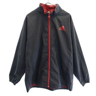 アディダス(adidas)のアディダス プリント ウィンドブレーカー 160cm ブラック×レッド adidas ウォームアップ スポーツ キッズ 【中古】  【221221】(その他)