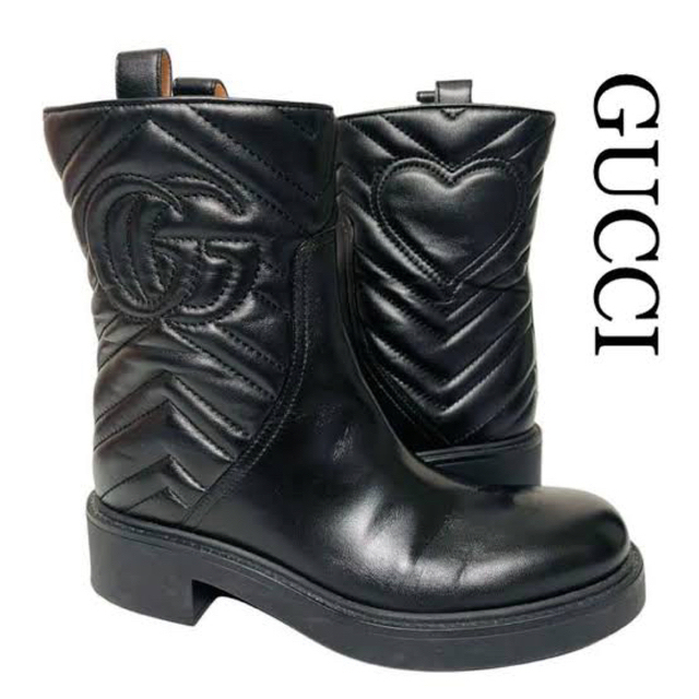 贅沢品 Gucci - 【美品】GUCCI キルティング レザーブーツ 23.5 ブーツ