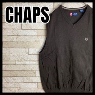 ラルフローレン(Ralph Lauren)のCHAPS ニット セーター ベスト 刺繍 人気カラー Vネック 冬 学生 古着(ニット/セーター)