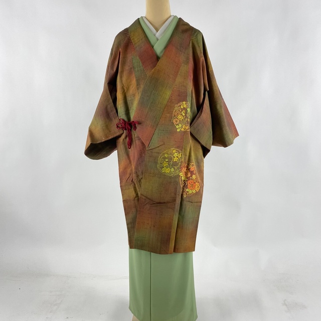 303mc28〇道中着 和装コート 茶色 紗 ロング丈〇美品 充実の品 15756円