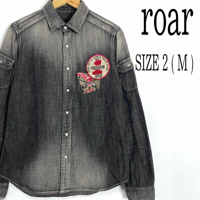 roar - roar ロアー 長袖 ワッペン ユーズド加工 デニムシャツ