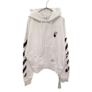 オフホワイト(OFF-WHITE)のOFF-WHITE オフホワイト 21AW CARAV ARROW OVER HOODIE カラバッジョアローロゴプリントクルーネックスウェットパプルオーバーパーカー ホワイト OMBB037F21FLE0100110(パーカー)