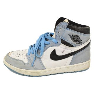 ナイキ(NIKE)のNIKE ナイキ AIR JORDAN 1 RETRO HIGH OG UNIVERCITY BLUE エアジョーダンワンハイユニバーシティーブルーハイカットスニーカー ホワイト/ブルー 555088-134(スニーカー)