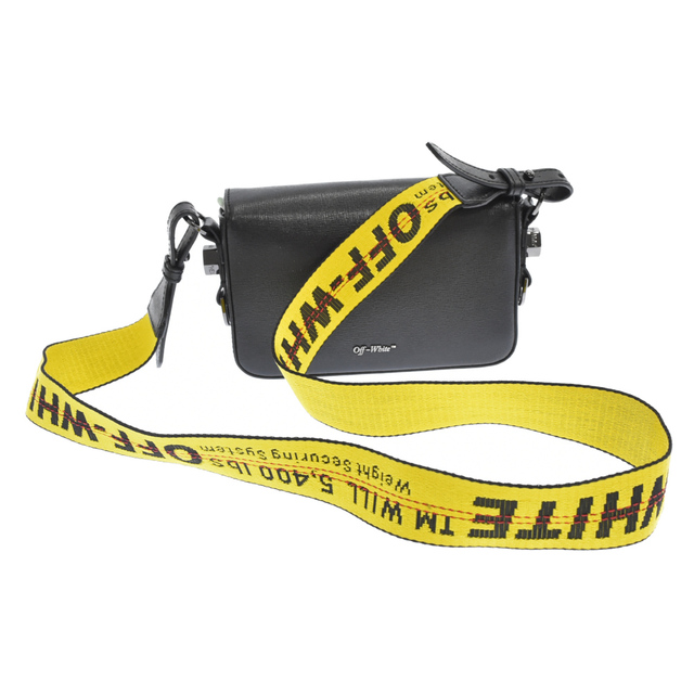 OFF-WHITE オフホワイト DIAG MINI FLAP BLACK WHITE OPERATING SRL クリップ フラップ ミニ レザー 総柄 ショルダー バッグ ブラック/ホワイト OWNA038R20423069