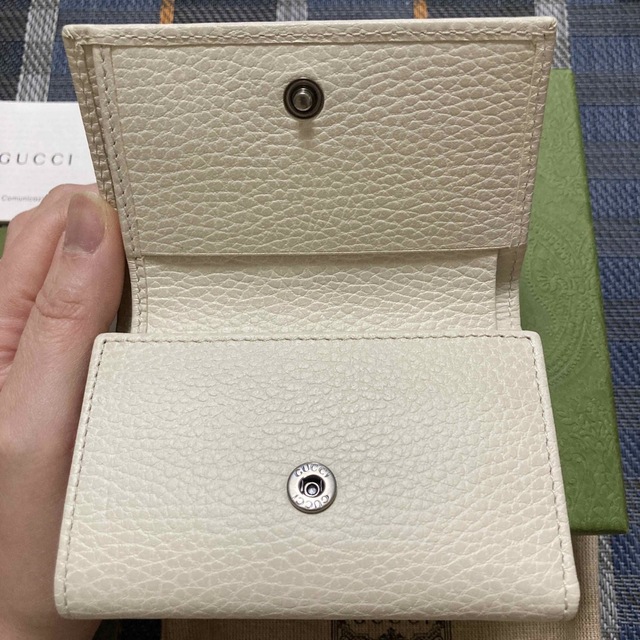 グッチ 三つ折り財布 GGマーモント コンパクトウォレット ホワイト