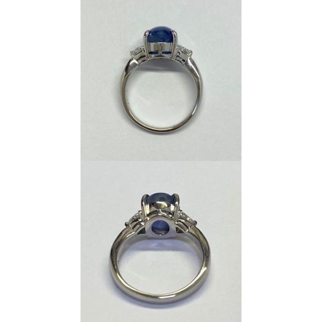 Pt900　大粒天然スターサファイアリング　4.35ct　D0.265ct　鑑別 レディースのアクセサリー(リング(指輪))の商品写真