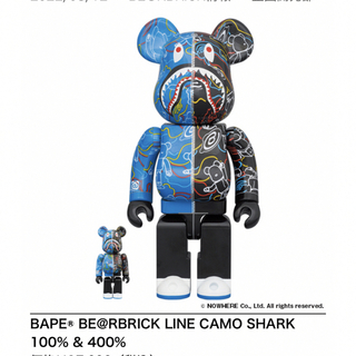 ベアブリック(BE@RBRICK)のBAPE BE@RBRICK LINE CAMO SHARK 100% 400%(その他)