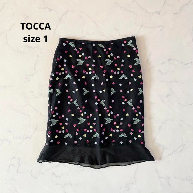 TOCCA(トッカ)の【美品】サイズ1 TOCCA トッカ 花柄スカート 刺繍 ふんわり シフォン レディースのスカート(ひざ丈スカート)の商品写真