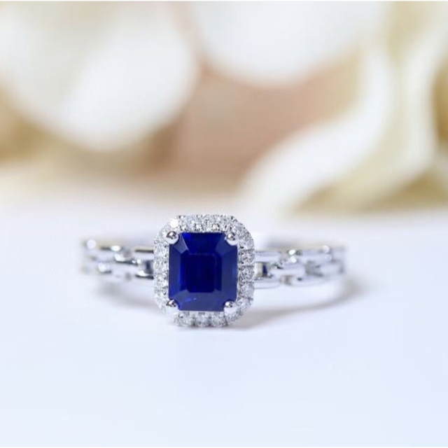 天然 ロイヤルブルーサファイア ダイヤ リング1.14ct k18 fネックレス