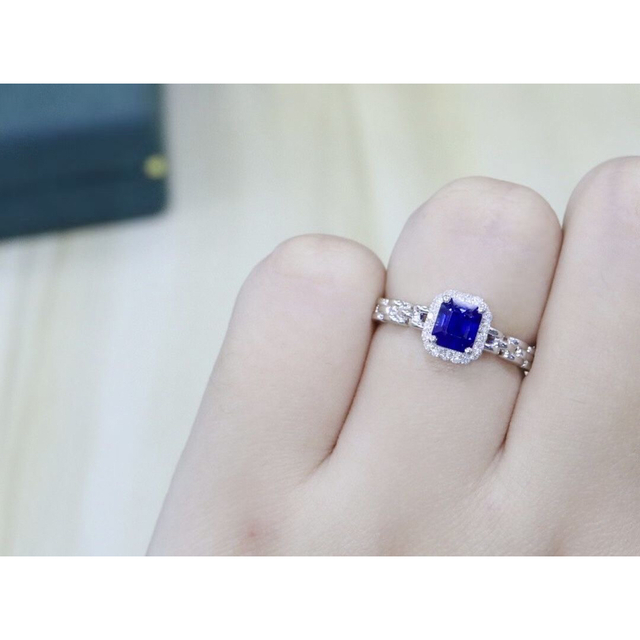 天然 ロイヤルブルーサファイア ダイヤ リング1.14ct k18 f