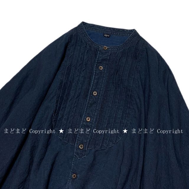 45R インディゴリネンピンタックビッグシャツ 0 ブラウス 麻 45rpm