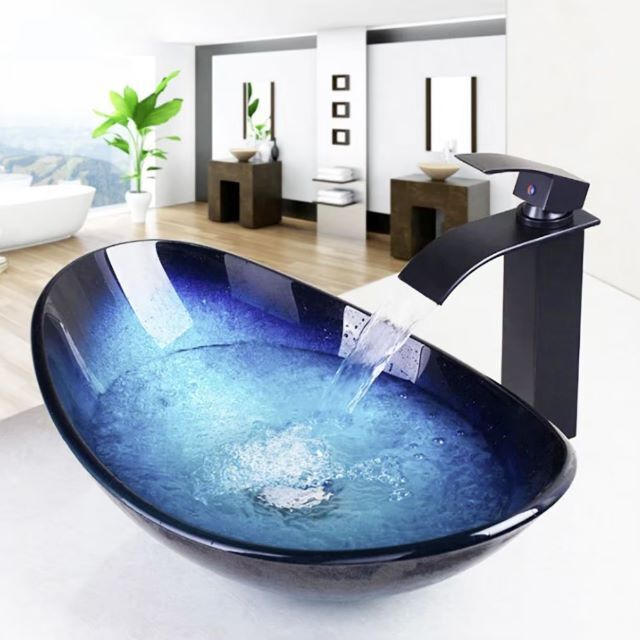 洗面台 シンク ブルー 蛇口 受け皿 セット 水道 高級 ホテル洗面AiO 絶妙なデザイン