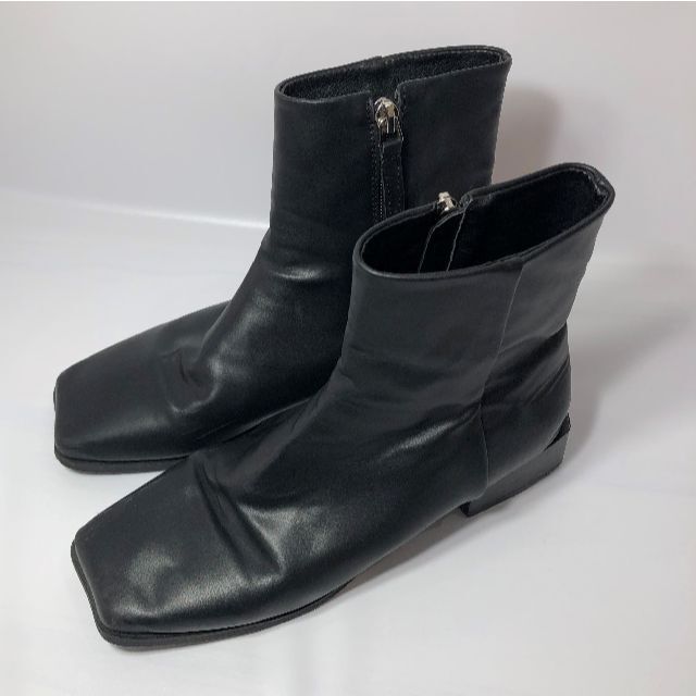 K0073 ソックスブーツ 24㎝ ブラック 革 ハンドメイド  レディースの靴/シューズ(ブーツ)の商品写真