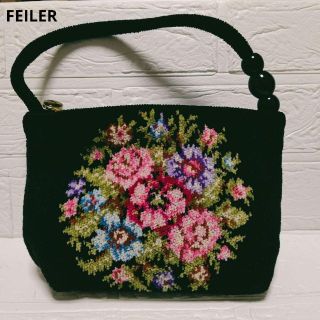 フェイラー(FEILER)の人気　FEILER　ポーチ　ミニバッグ　黒　花柄(ポーチ)