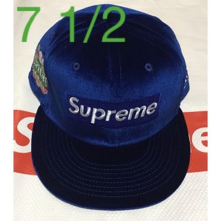 シュプリーム(Supreme)のsupreme Velour Box Logo New Era 7-1/2 紺(キャップ)