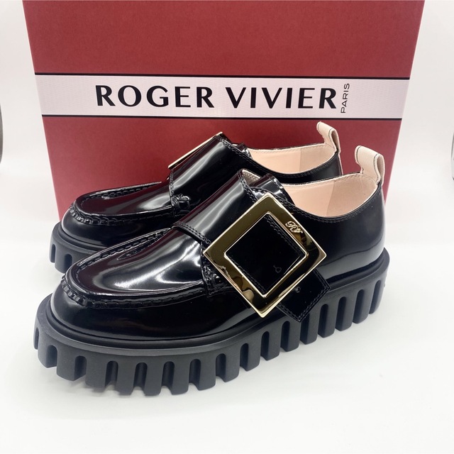 靴/シューズ新品未使用！送料込み★Roger Vivier★メタルバックルパテントローファー