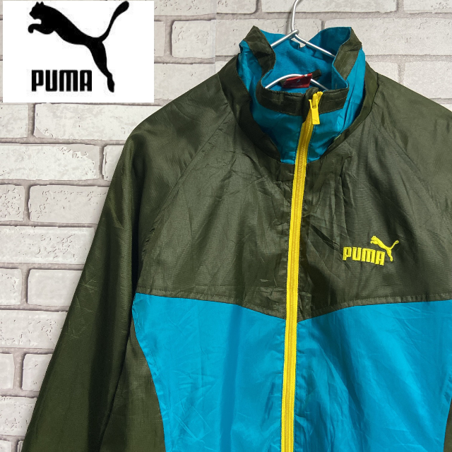 PUMA プーマ ナイロンジャケット 刺繍入 ブルー&グリーン キッズ160 | フリマアプリ ラクマ PUMA アウター 160㎝