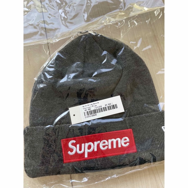 supreme new era box logo beanie charcoal