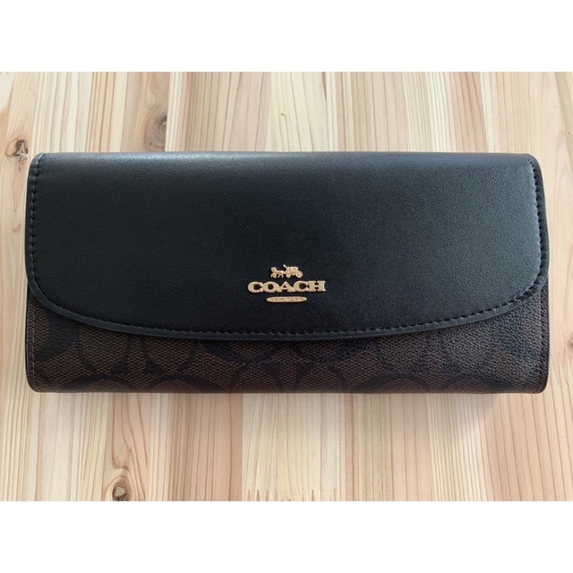 COACH(コーチ)のCOACH長財布 ブラウン ブラックシグネチャーF54022 レディースのファッション小物(財布)の商品写真