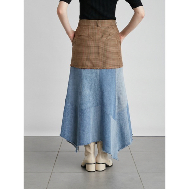 Lily Brown(リリーブラウン)のLily Brown パッチワークデニムスカート レディースのスカート(ロングスカート)の商品写真