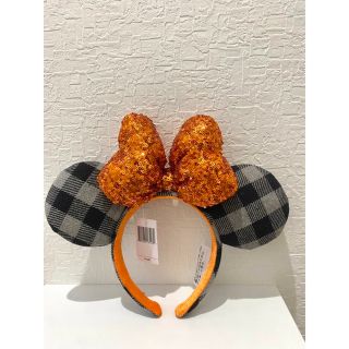 ディズニー(Disney)のディズニーカチューシャ　スパンコール　チェック　　オレンジ　海外 (カチューシャ)