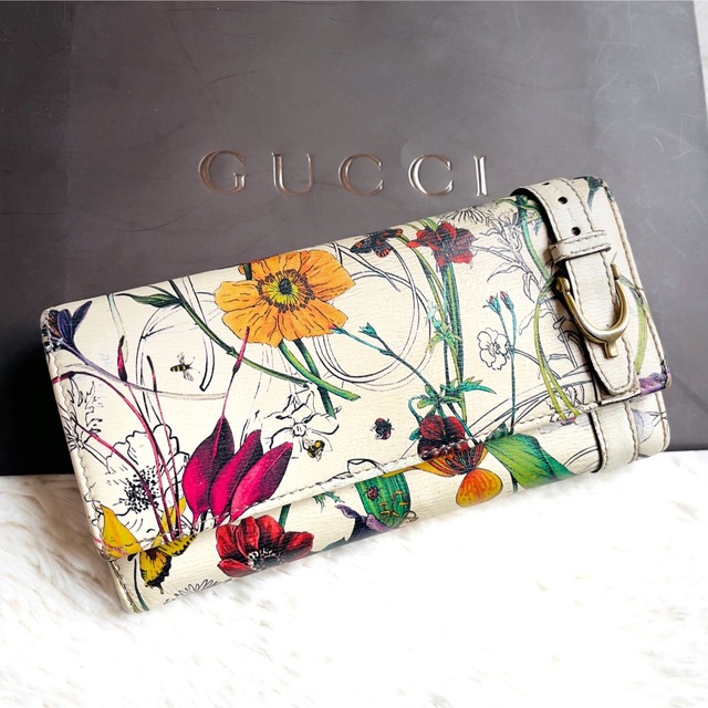 限定品 GUCCI グッチ フローラ 花柄 ⾧財布 キャンバス レザー-