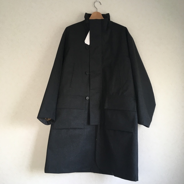 22AW STILL BY HAND 3レイヤー素材 ハイカラ―コート グレー