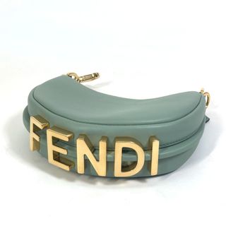 フェンディ(FENDI)のフェンディ FENDI ナノ フェンディグラフィ 7AS089  ロゴ パーティバッグ  カバン ポーチ バッグ ミニバッグ ハンドバッグ レザー ミント ライトブルー系 新品同様(ハンドバッグ)