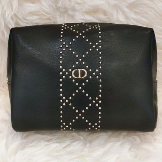 ディオール(Dior)の美品 ディオール Dior コスメポーチ 化粧ポーチ 小物入れ スタッズ 黒(ポーチ)