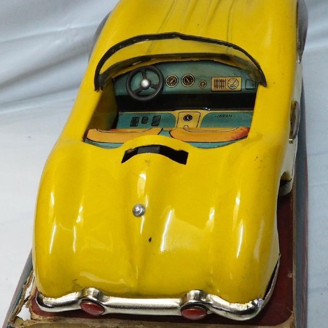 旭玩具【メルセデス ベンツ300SLR黄】ブリキtin toy car自動車箱付