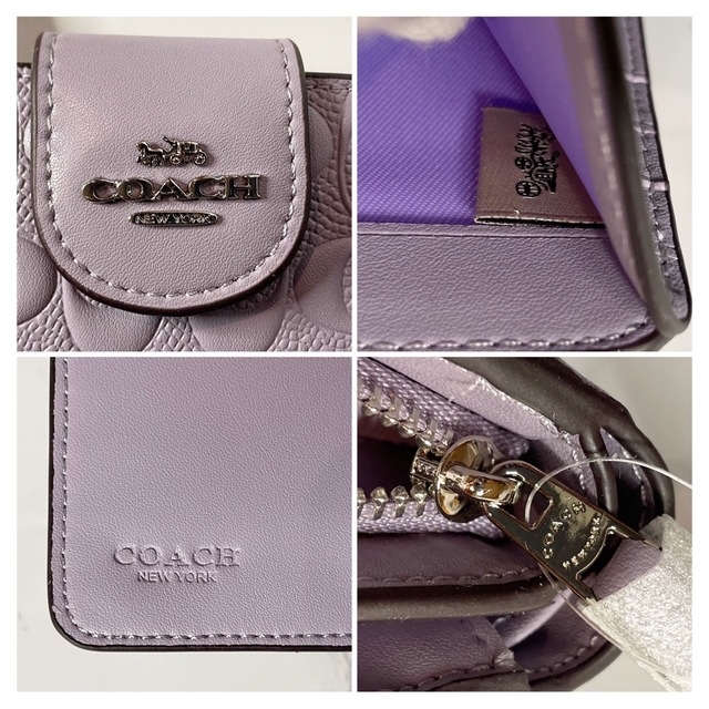 COACH(コーチ)の COACH ミディアム コーナー ジップウォレット 折り財布 パープル レディースのファッション小物(財布)の商品写真