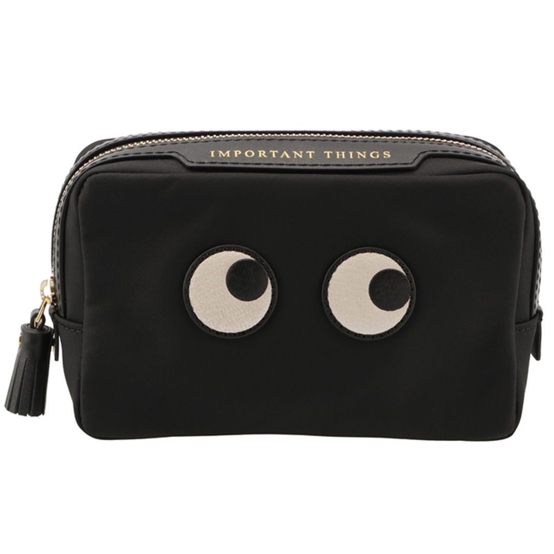 開閉アニヤ ハインドマーチ ANYA HINDMARCH EYES コスメポーチ IMPORTANT THINGS  ブラック 164962