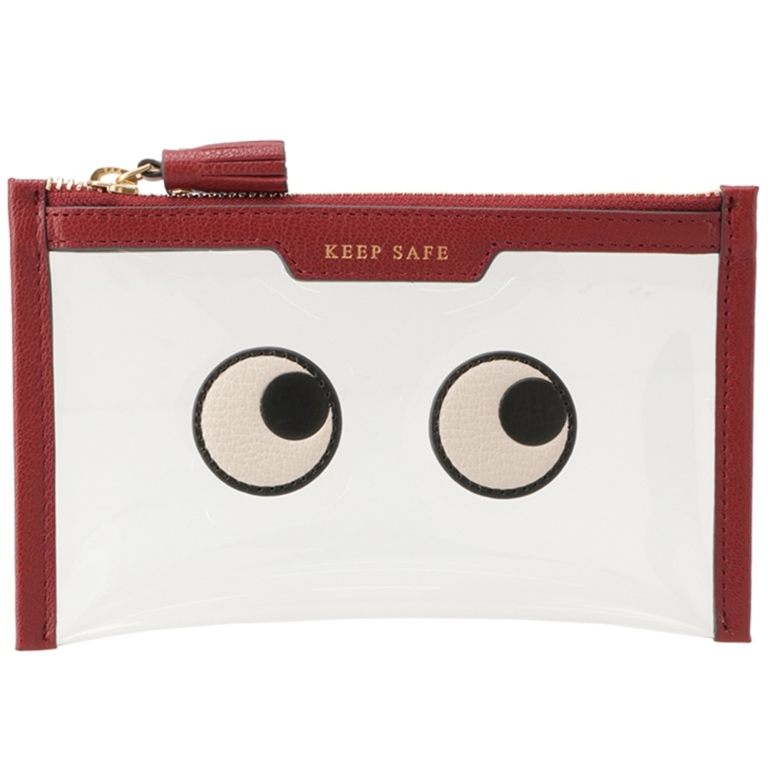 アニヤ ハインドマーチ ANYA HINDMARCH EYES クリアポーチ SMALL KEEP SAFE フラットポーチ レッド系 2023年春夏新作 173605開閉