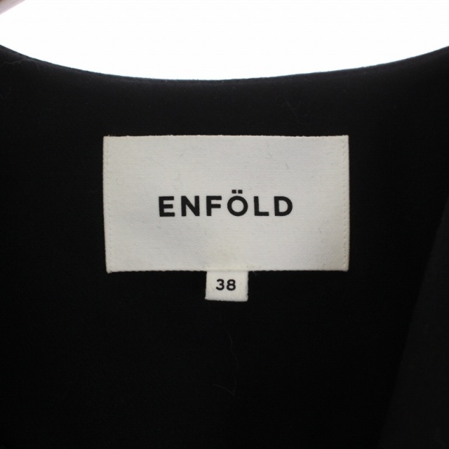 ENFOLD(エンフォルド)のエンフォルド 18SS コットンダブルクロスノーカラーコート ショート M 黒 レディースのジャケット/アウター(その他)の商品写真