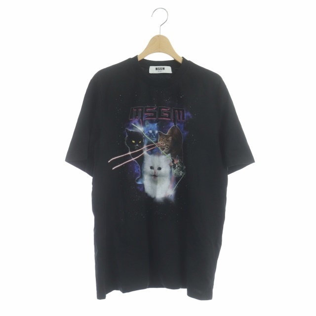 エムエスジーエム プリント Tシャツ カットソー 猫 ネコ クルーネック 半袖