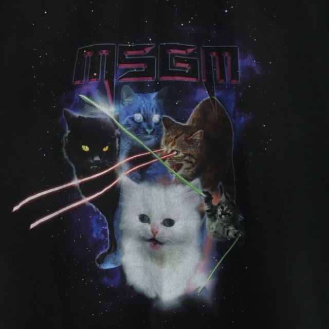 エムエスジーエム プリント Tシャツ カットソー 猫 ネコ クルーネック