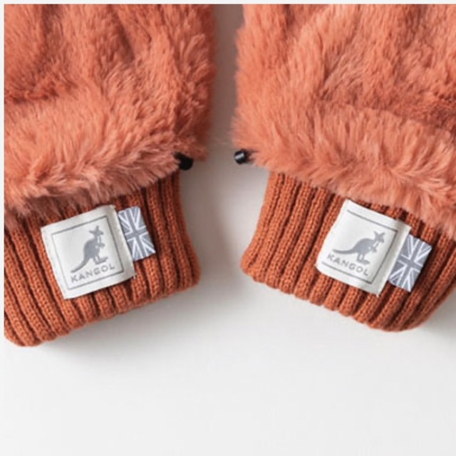 KANGOL(カンゴール)のタグ付き 新品 未使用 KANGOL ファー グローブ 手袋 オレンジ レディースのファッション小物(手袋)の商品写真