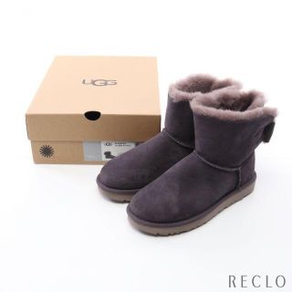 アグ(UGG)のABランク NAVEAH ブーツ ムートン パープルグレー リボン(ブーツ)