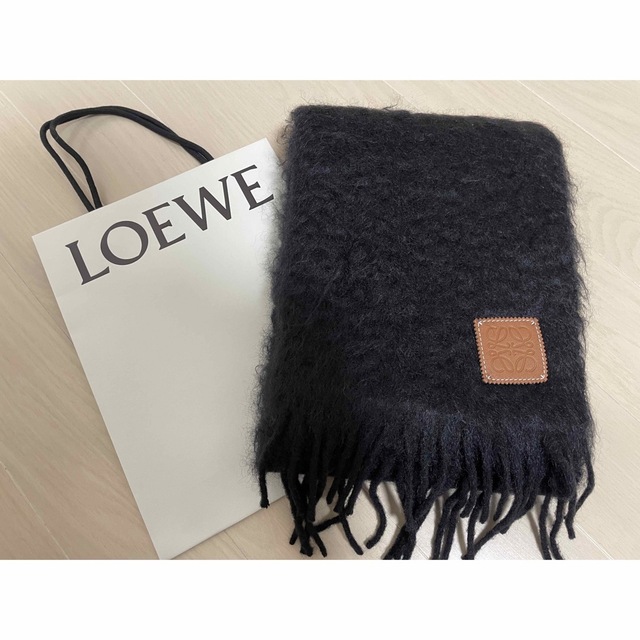 LOEWEロエベモヘヤウールマフラーストール ブラック美品