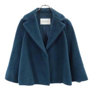 マックスマーラ(Max Mara)のマックスマーラ アルパカブレンド ショート コート 38 青系 MAX MARA イタリア製 レディース 【中古】  【230106】(ロングコート)