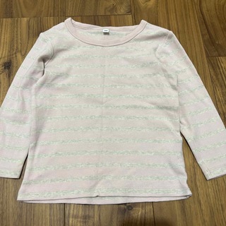 ムジルシリョウヒン(MUJI (無印良品))の薄ピンクボーダーシャツ　100 無印(Tシャツ/カットソー)
