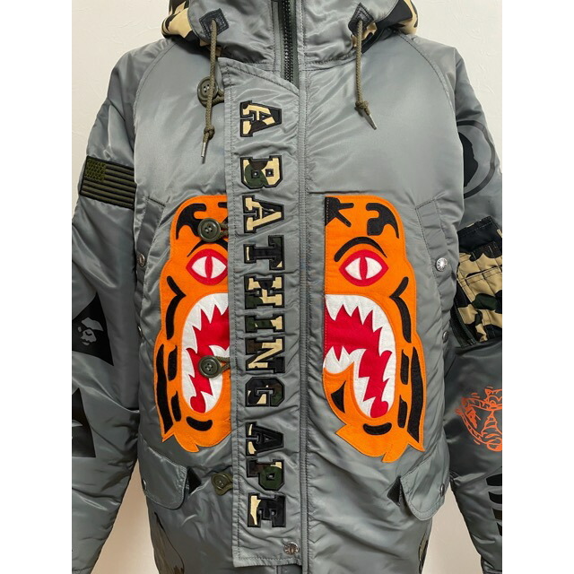 【送料無料】A BATHING APE×ALPHA INDUSTRIES/アベイシングエイプ×アルファ インダストリーズ 001HJG231907X  TIGER N-3B フライトジャケット【中古】【007】