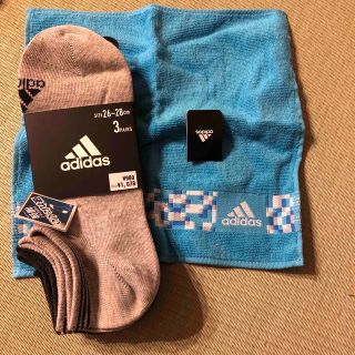 アディダス(adidas)の未使用adidas靴下3足とミニタオル(ソックス)