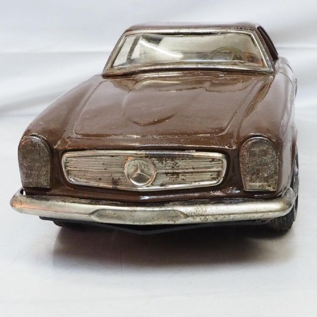 旭玩具メルセデスベンツ230SLリペイント茶ジャンクtinブリキtoy箱無car-