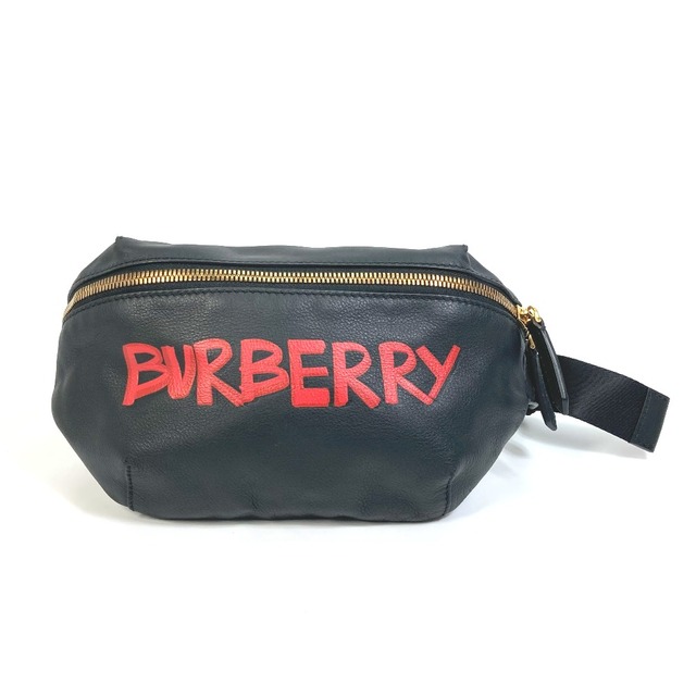 世界的に BURBERRY ブラック レザー ボディバッグ ベルトバッグ