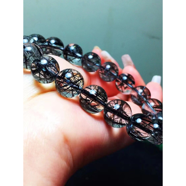 ⭐︎【天然】ブラックルチルクォーツ ブレスレット 12.2mm