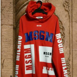 エムエスジイエム(MSGM)のMSGMパーカー 定価61560　オーバーサイズプリント ロゴ　正規品(パーカー)