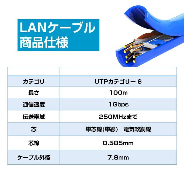 LANケーブル自作セット プラグ100個かしめ工具テスターLANケーブル100m 7